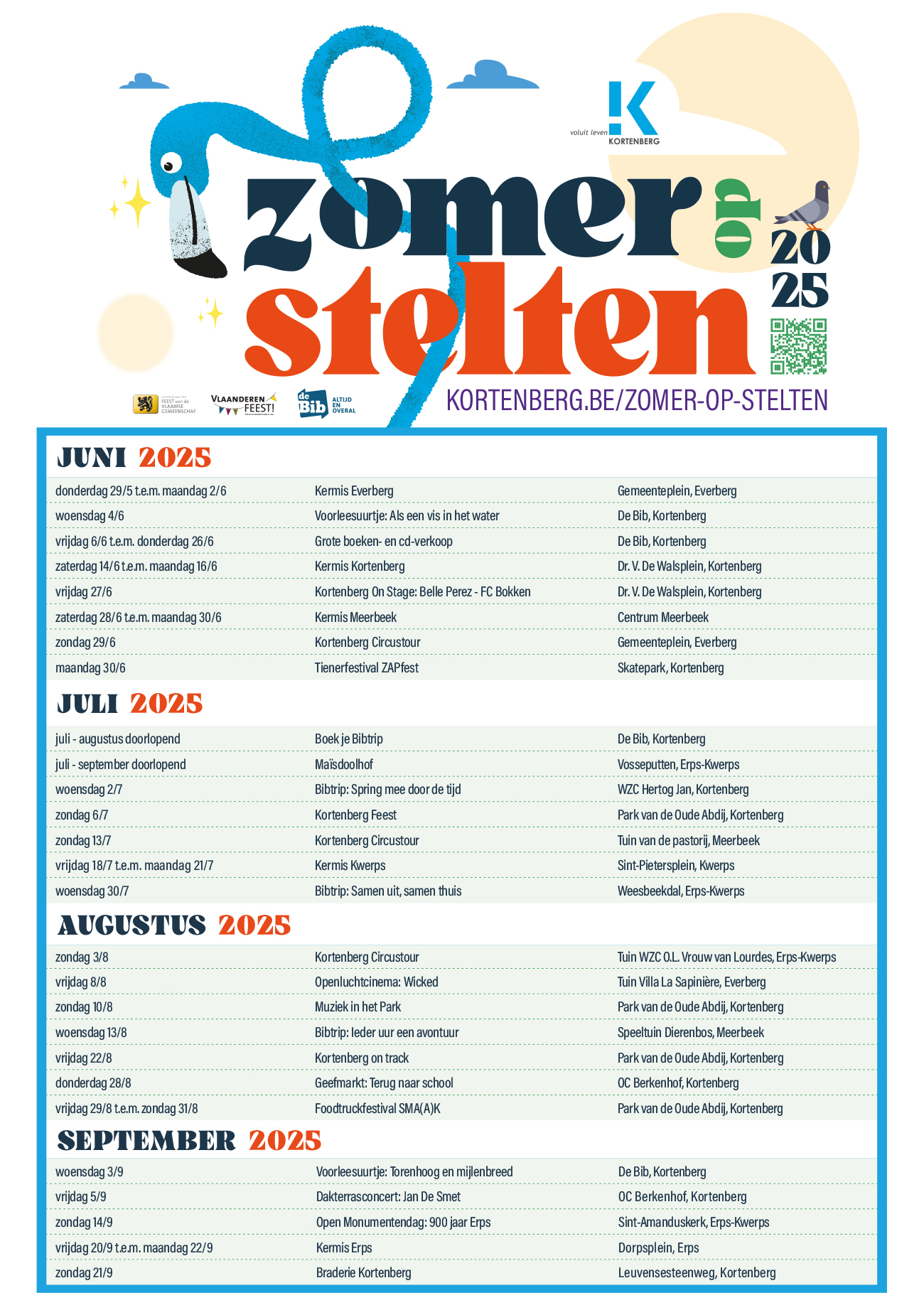 Affiche van Zomer op Stelten met Programma. 